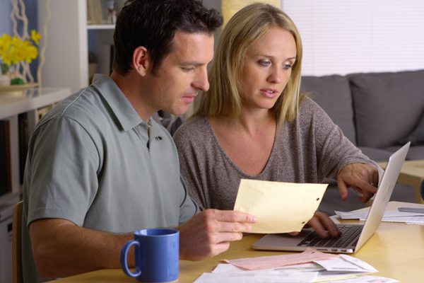 Couple looking at finances